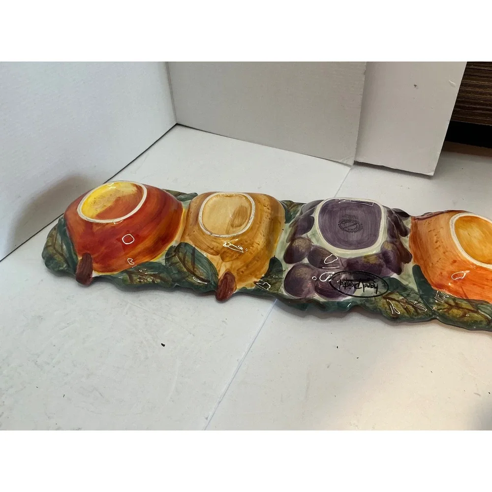 Tabletops Unlimited Ceramica Classica Venetian Fruit Serving Tray Hand Painted
